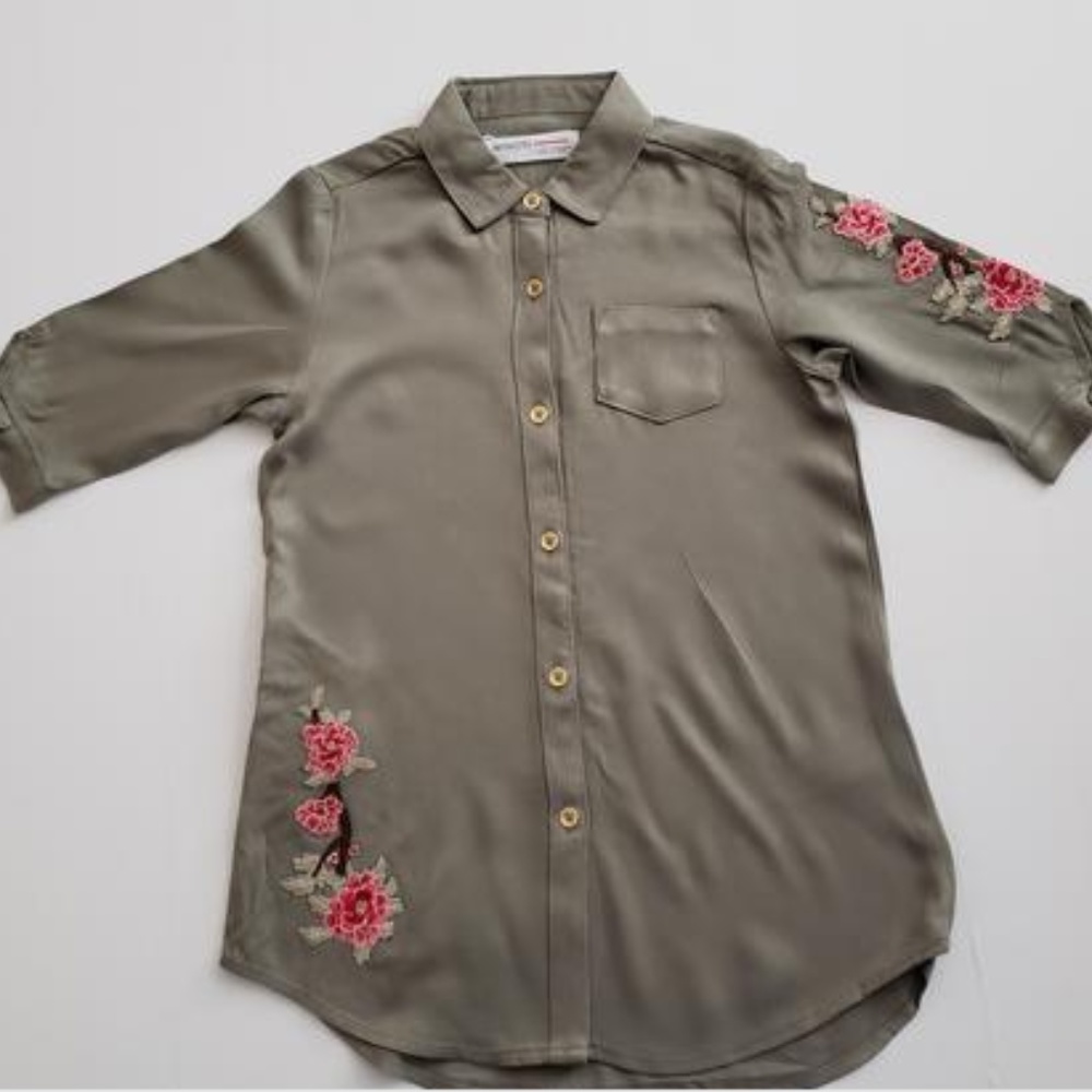 Floral Applique Shirt Dress